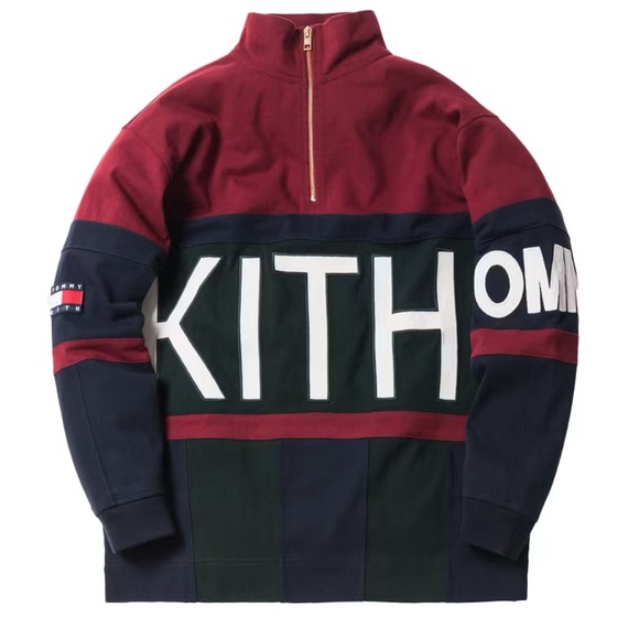 Kith Maroon Navy Green Gold Zip-Up Logo Sweatshirt